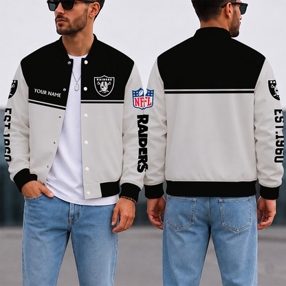 FINAL SALE - NEW CUSTOMIZED NFL07 LVR LAS VEGAS RAIDERS SATIN VARSITY & BASEBALL JACKET