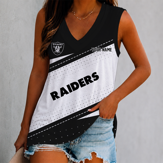 VIRAL EDITION - NEW CUSTOMIZED NFL07 LVR LAS VEGAS RAIDERS WOMEN'S V-NECK TANK TOP