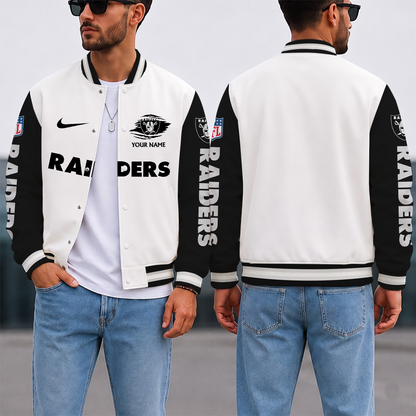 SPECIAL EDITION - NEW CUSTOMIZED NFL07 LVR LAS VEGAS RAIDERS SATIN VARSITY & BASEBALL JACKET