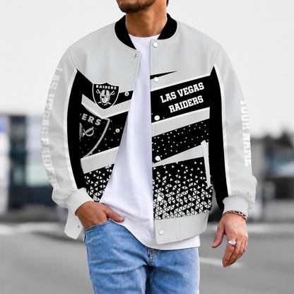 FLASH SALE - NEW CUSTOMIZED NFL07 LVR LAS VEGAS RAIDERS SATIN VARSITY & BASEBALL JACKET