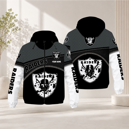 HOT DEAL - NEW CUSTOMIZED NFL07 LVR LAS VEGAS RAIDERS WINDBREAKER JACKET