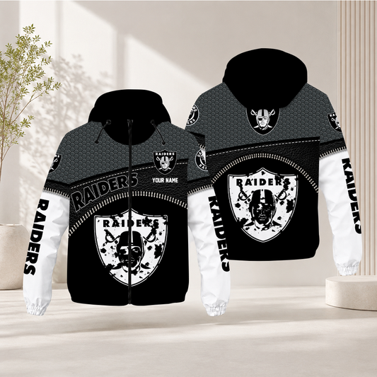 HOT DEAL - NEW CUSTOMIZED NFL07 LVR LAS VEGAS RAIDERS WINDBREAKER JACKET