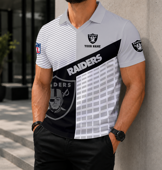 FINAL SALE - NEW CUSTOMIZED NFL07 LVR LAS VEGAS RAIDERS POLO SHIRT