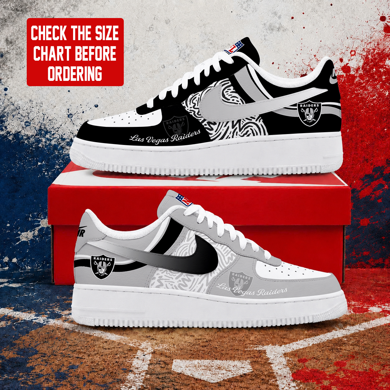 FLASH SALE - NEW CUSTOMIZED NFL07 LVR LAS VEGAS RAIDERS AF1 SHOES