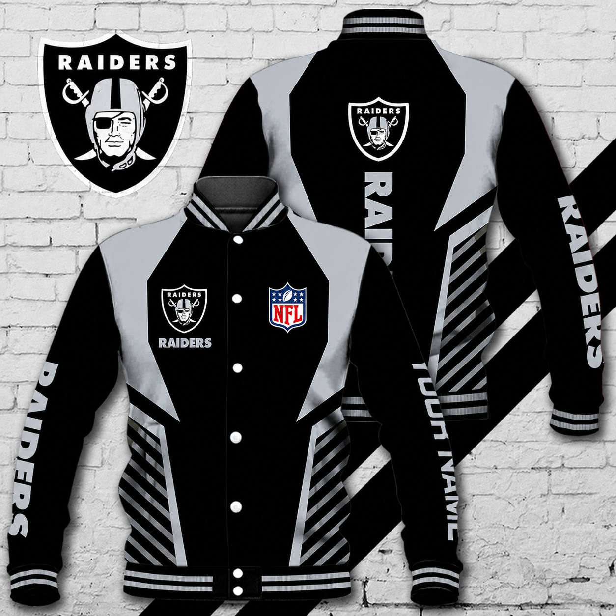 LIMITED EDITION - NEW CUSTOMIZED NFL07 LVR LAS VEGAS RAIDERS SATIN VARSITY & BASEBALL JACKET