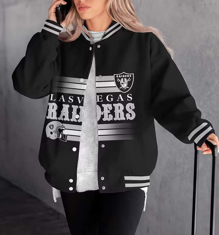 FINAL SALE - NEW CUSTOMIZED NFL07 LVR LAS VEGAS RAIDERS SATIN VARSITY & BASEBALL JACKET