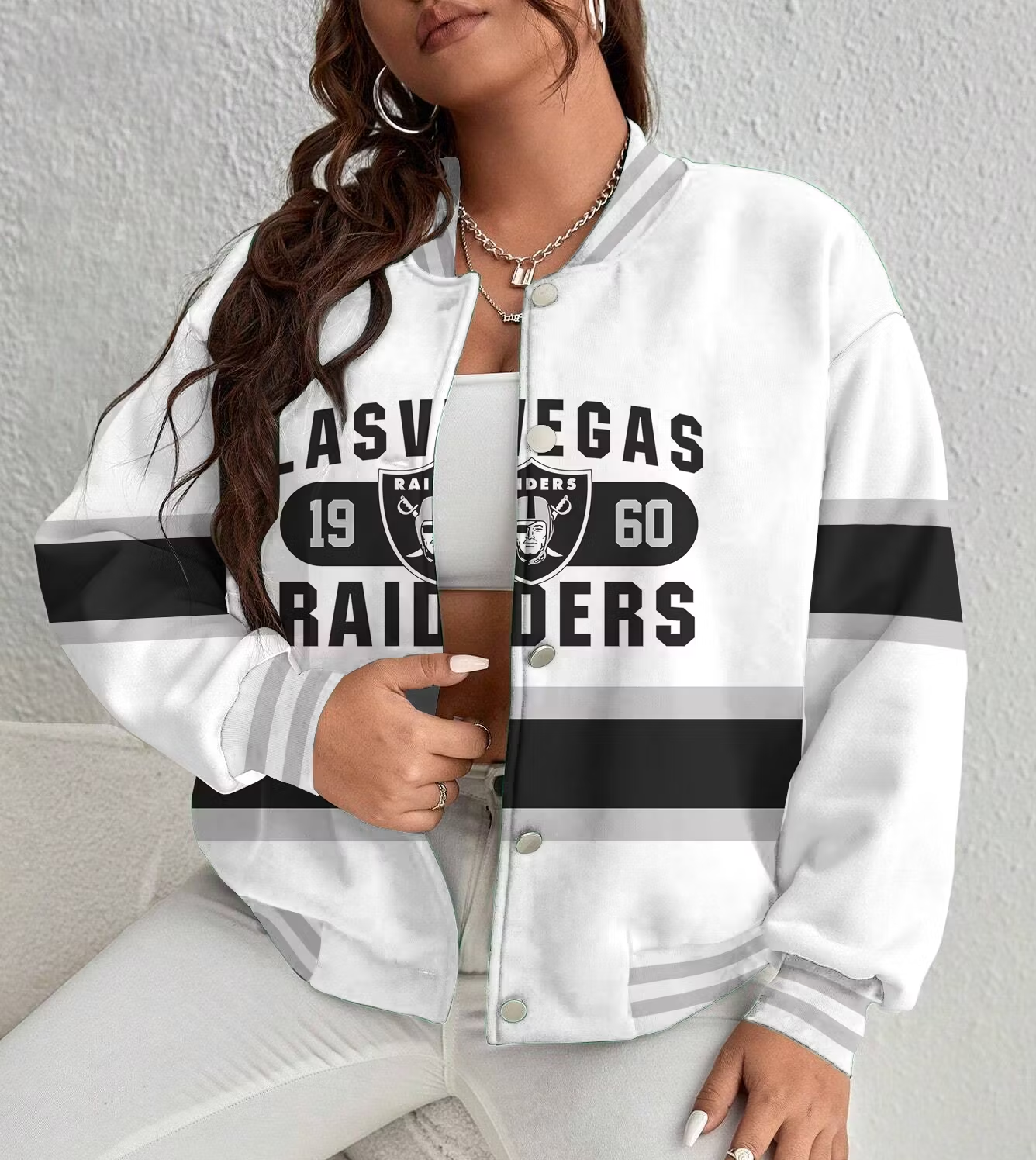 FINAL SALE - NEW CUSTOMIZED NFL07 LVR LAS VEGAS RAIDERS SATIN VARSITY & BASEBALL JACKET