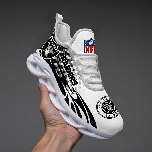 VIRAL EDITION - NEW CUSTOMIZED NFL07 LVR LAS VEGAS RAIDERS UNISEX MAX SOUL SHOES