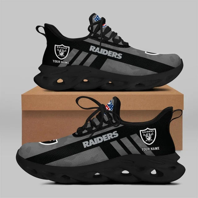 VIRAL EDITION - NEW CUSTOMIZED NFL07 LVR LAS VEGAS RAIDERS UNISEX MAX SOUL SHOES