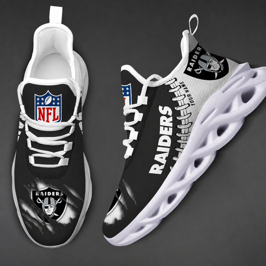 FINAL SALE - NEW CUSTOMIZED NFL07 LVR LAS VEGAS RAIDERS UNISEX MAX SOUL SHOES