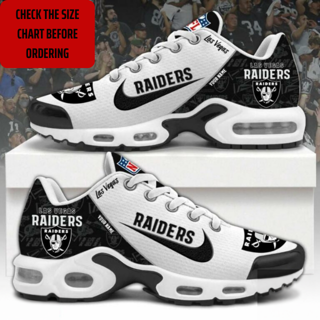 LIMITED EDITION - NEW CUSTOMIZED NFL07 LVR LAS VEGAS RAIDERS AIR MAX PLUS SNEAKERS