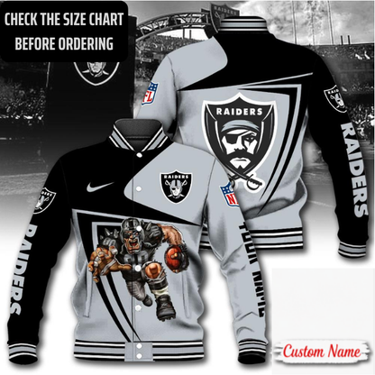 LIMITED EDITION - NEW CUSTOMIZED NFL07 LVR LAS VEGAS RAIDERS SATIN VARSITY & BASEBALL JACKET