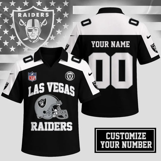 HOT DEAL - NEW CUSTOMIZED NFL07 LVR LAS VEGAS RAIDERS POLO SHIRT