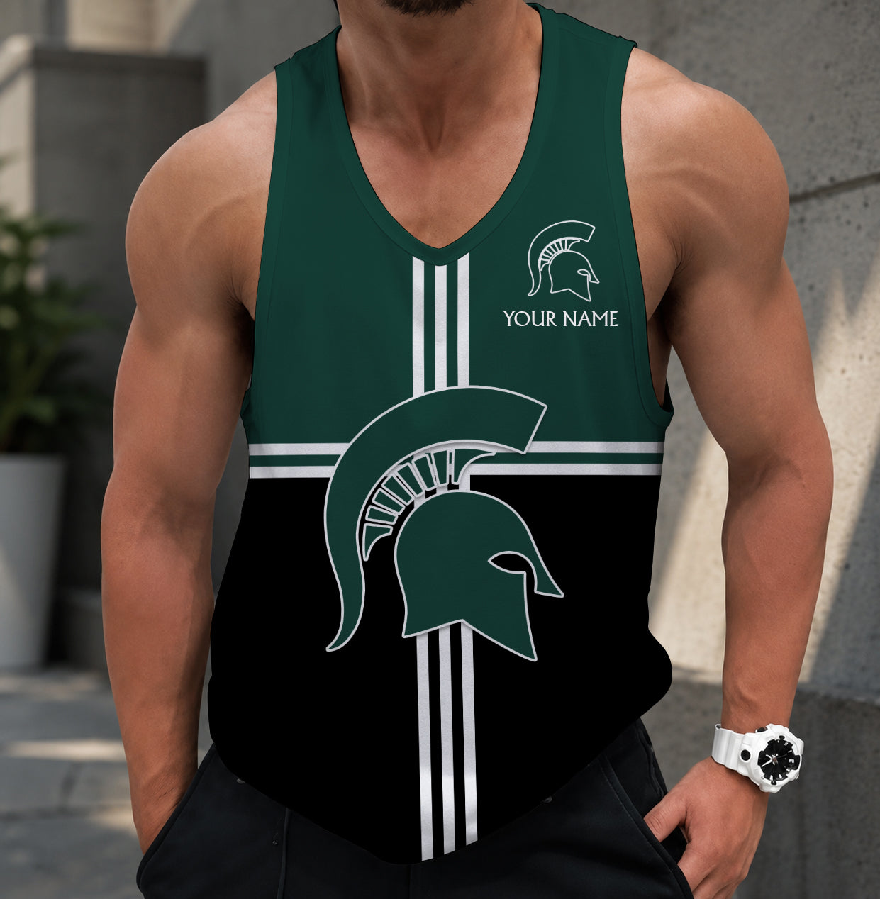 SPECIAL EDTION - NEW CUSTOMIZED NCAA MAM07 MSS MICHIGAN STATE SPARTANS STRAPPY UNISEX TANK TOP