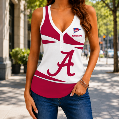 SPECIAL EDITION - NEW CUSTOMIZED NCAA FBS08 ABC ALABAMA CRIMSON TIDE WOMEN'S V-NECK TANK TOP
