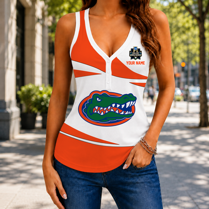 LIMITED EDITION - NEW CUSTOMIZED NCAA CWS08 FLG FLORIDA GATORS WOMEN'S V-NECK TANK TOP