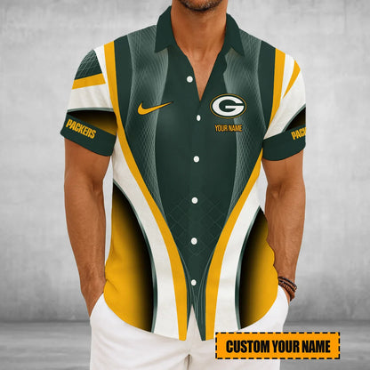 LIMITED EDITION - NEW CUSTOMIZED NFL08 GBP GREEN BAY PACKERS SHORT SLEEVE BUTTON-UP SHIRT