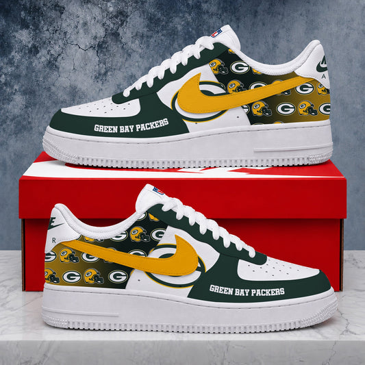 FINAL SALE - NEW CUSTOMIZED NFL08 GBP GREEN BAY PACKERS AF1 SHOES