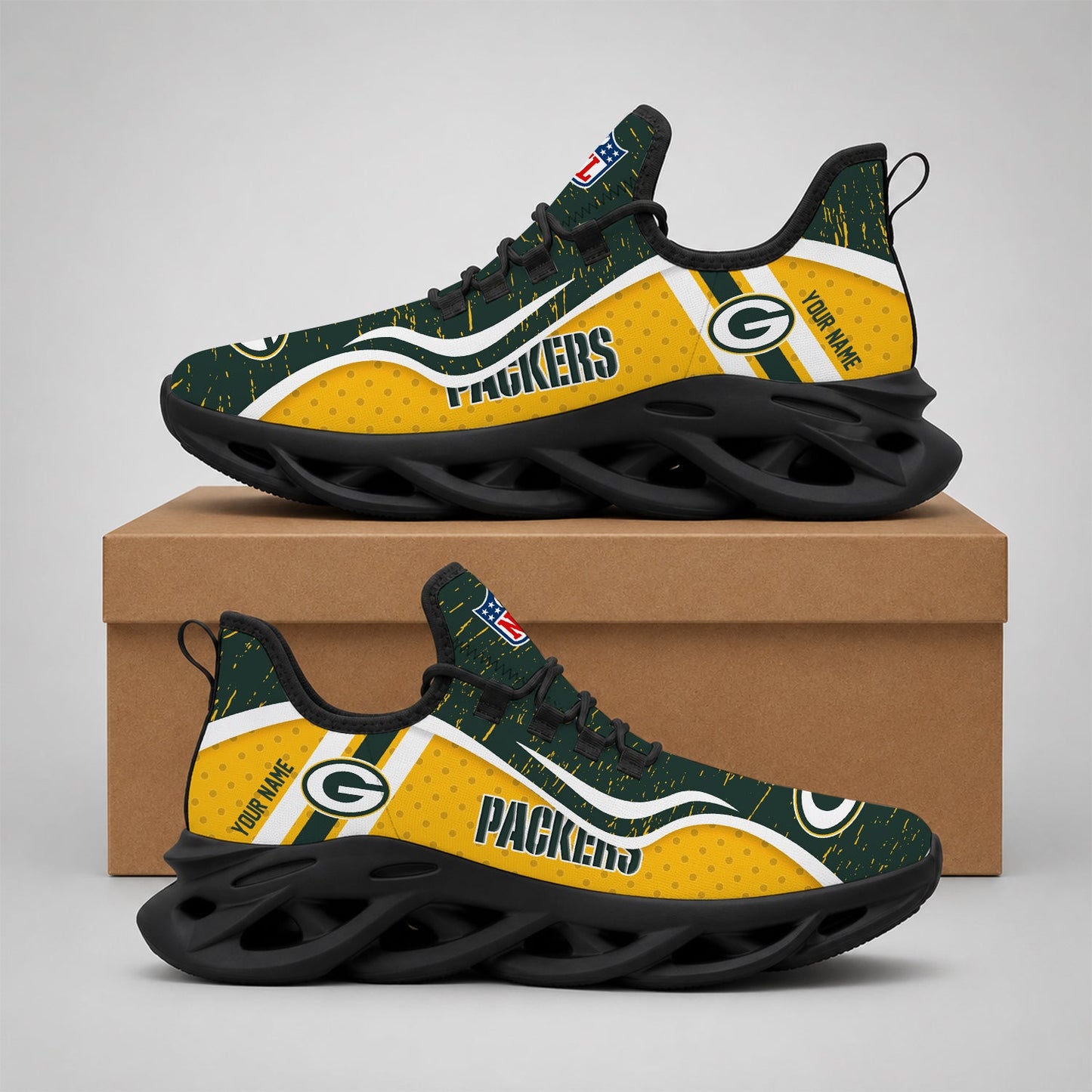 LIMITED EDITION - NEW CUSTOMIZED NFL08 GBP GREEN BAY PACKERS MAX SOUL SHOES