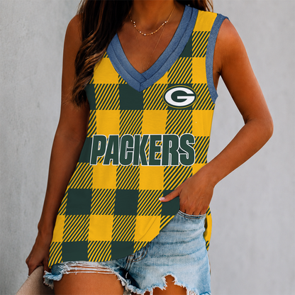 FLASH SALE - NEW CUSTOMIZED NFL08 GBP GREEN BAY PACKERS WOMEN'S V-NECK TANK TOP