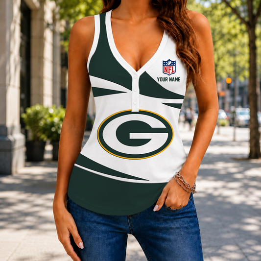 FINAL SALE - NEW CUSTOMIZED NFL08 GBP GREEN BAY PACKERS WOMEN'S V-NECK TANK TOP