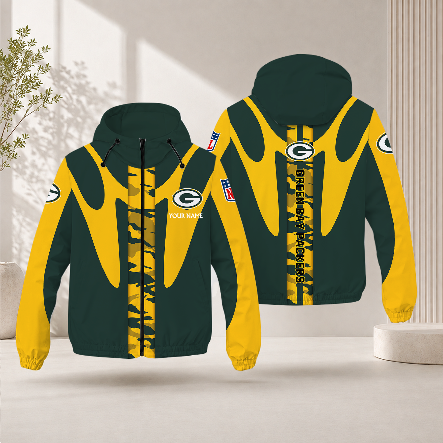 FLASH SALE - NEW CUSTOMIZED NFL08 GBP GREEN BAY PACKERS WINDBREAKER JACKET