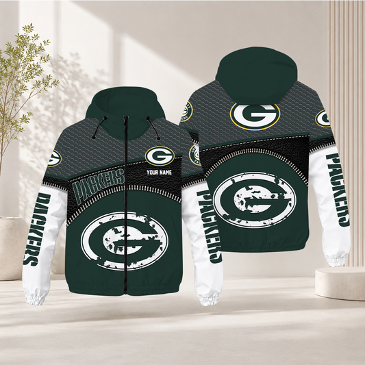 HOT DEAL - NEW CUSTOMIZED NFL08 GBP GREEN BAY PACKERS WINDBREAKER JACKET