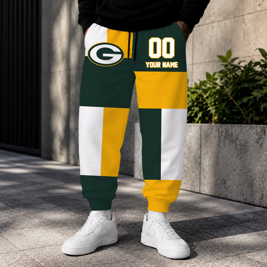VIRAL EDITION - NEW CUSTOMIZED NFL08 GBP GREEN BAY PACKERS SWEATPANTS