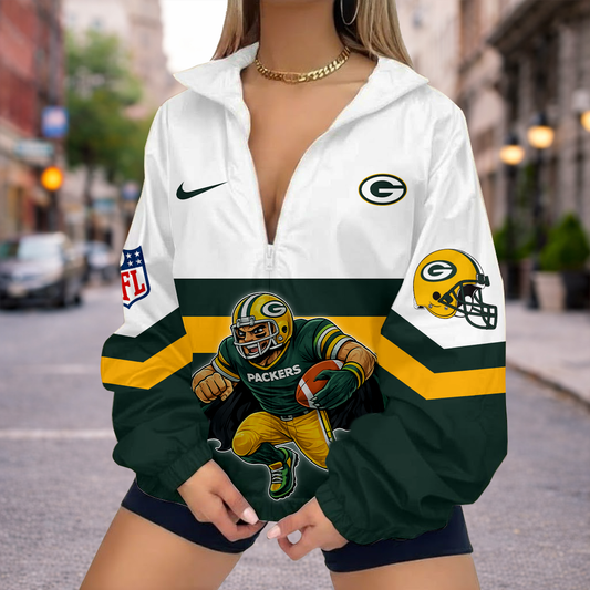 FINAL SALE - NEW CUSTOMIZED NFL08 GBP GREEN BAY PACKERS V-NECK ZIPPER SWEATSHIRT JACKET