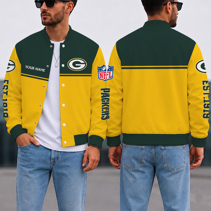 FINAL SALE - NEW CUSTOMIZED NFL08 GBP GREEN BAY PACKERS SATIN VARSITY & BASEBALL JACKET