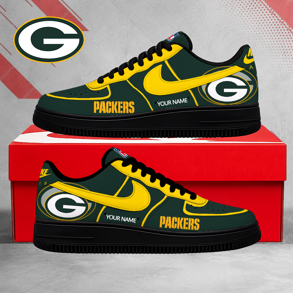 EXCLUSIVE EDITION - NEW CUSTOMIZED NFL08 GBP GREEN BAY PACKERS AF1 SHOES
