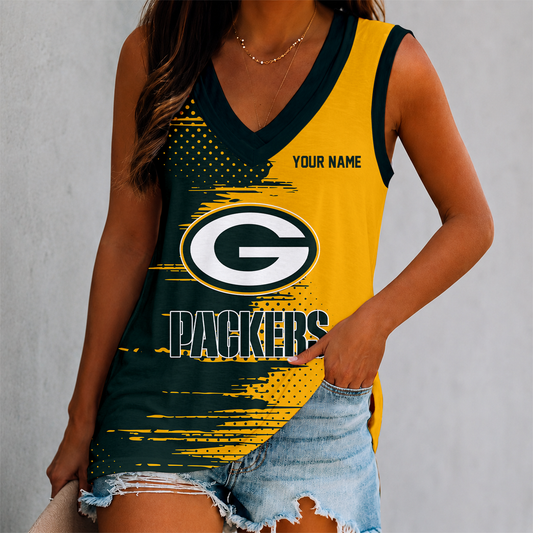 FINAL SALE - NEW CUSTOMIZED NFL08 GBP GREEN BAY PACKERS WOMEN'S V-NECK TANK TOP