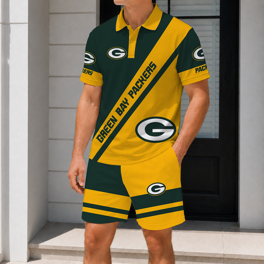 FINAL SALE - NEW CUSTOMIZED NFL08 GBP GREEN BAY PACKERS POLO SHIRT & SHORT PANTS SET