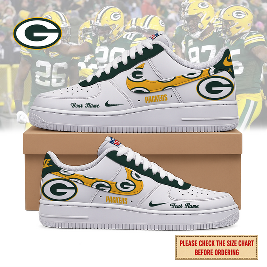 VIRAL EDITION - NEW CUSTOMIZED NFL08 GBP GREEN BAY PACKERS AF1 SHOES