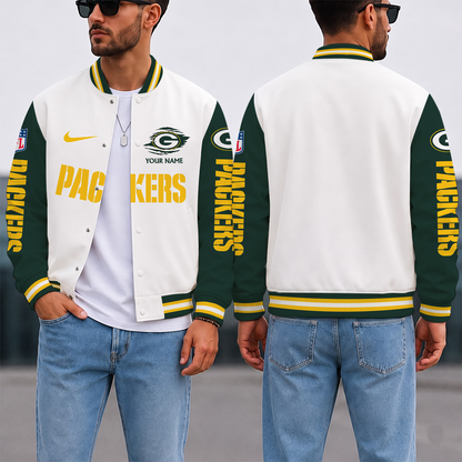 SPECIAL EDITION - NEW CUSTOMIZED NFL08 GBP GREEN BAY PACKERS SATIN VARSITY & BASEBALL JACKET