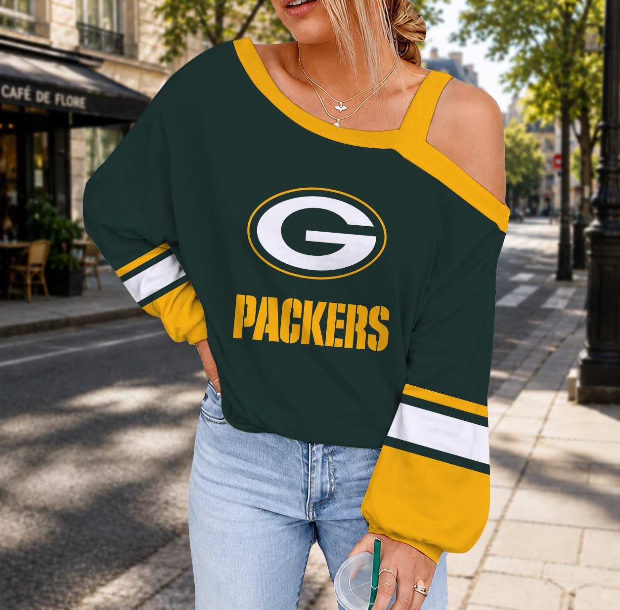LIMITED EDITION - NEW CUSTOMIZED NFL08 GBP GREEN BAY PACKERS DROP SHOULDER SWEATSHIRT