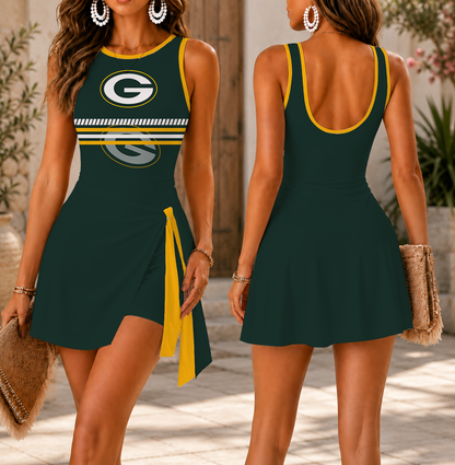 FINAL SALE - NEW CUSTOMIZED NFL08 GBP GREEN BAY PACKERS WOMEN'S SUMMER SKORT DRESS