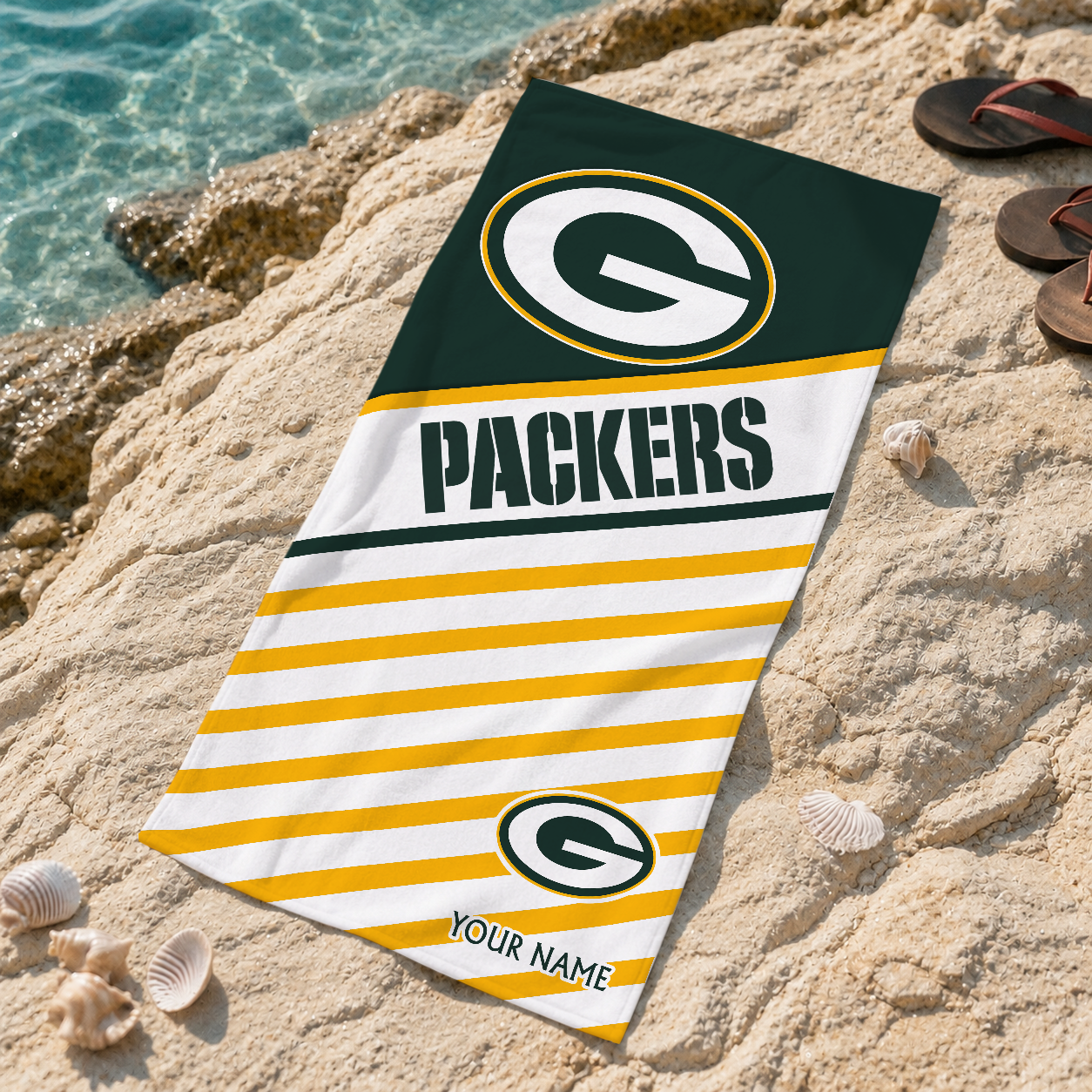 EXCLUSIVE EDITION - NEW CUSTOMIZED NFL08 GBP GREEN BAY PACKERS BEACH TOWEL
