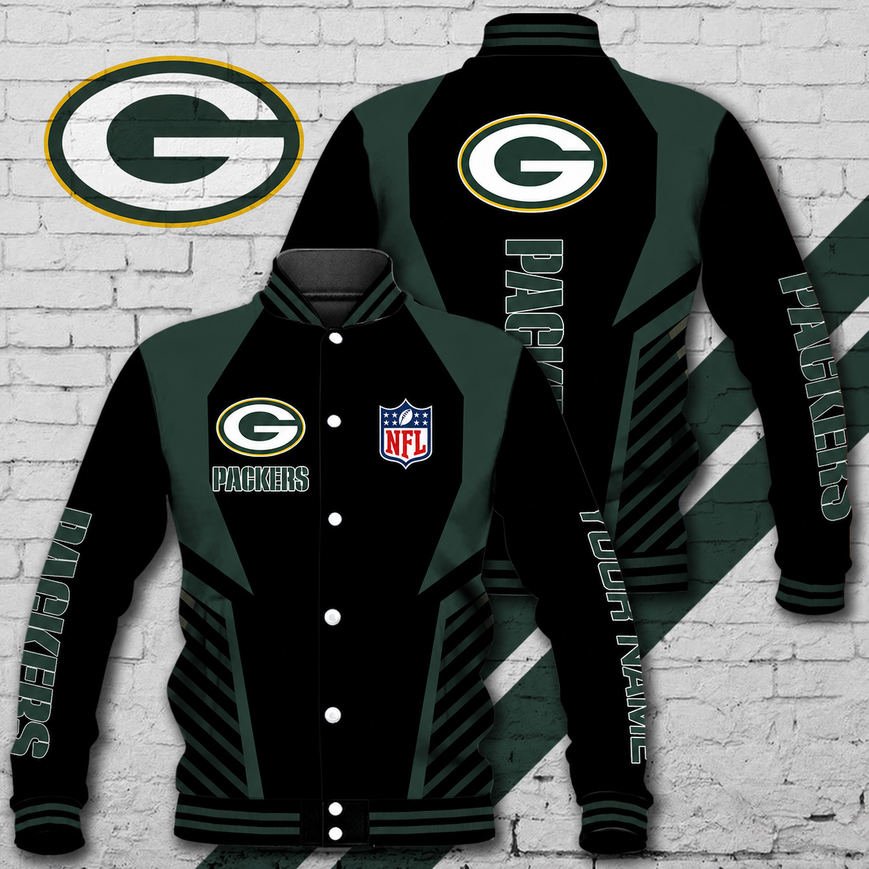 LIMITED EDITION - NEW CUSTOMIZED NFL08 GBP GREEN BAY PACKERS SATIN VARSITY & BASEBALL JACKET