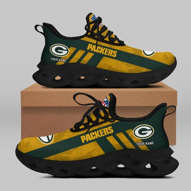 VIRAL EDITION - NEW CUSTOMIZED NFL08 GBP GREEN BAY PACKERS UNISEX MAX SOUL SHOES