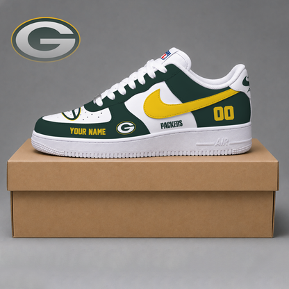 ELITE EDITION - NEW CUSTOMIZED NFL08 GBP GREEN BAY PACKERS AF1 SHOES