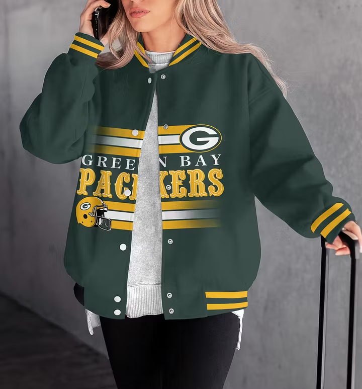 FINAL SALE - NEW CUSTOMIZED NFL08 GBP GREEN BAY PACKERS SATIN VARSITY & BASEBALL JACKET