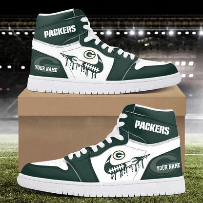 EXCLUSIVE EDITION - NEW CUSTOMIZED NFL08 GBP GREEN BAY PACKERS AIR JORDAN SNEAKERS