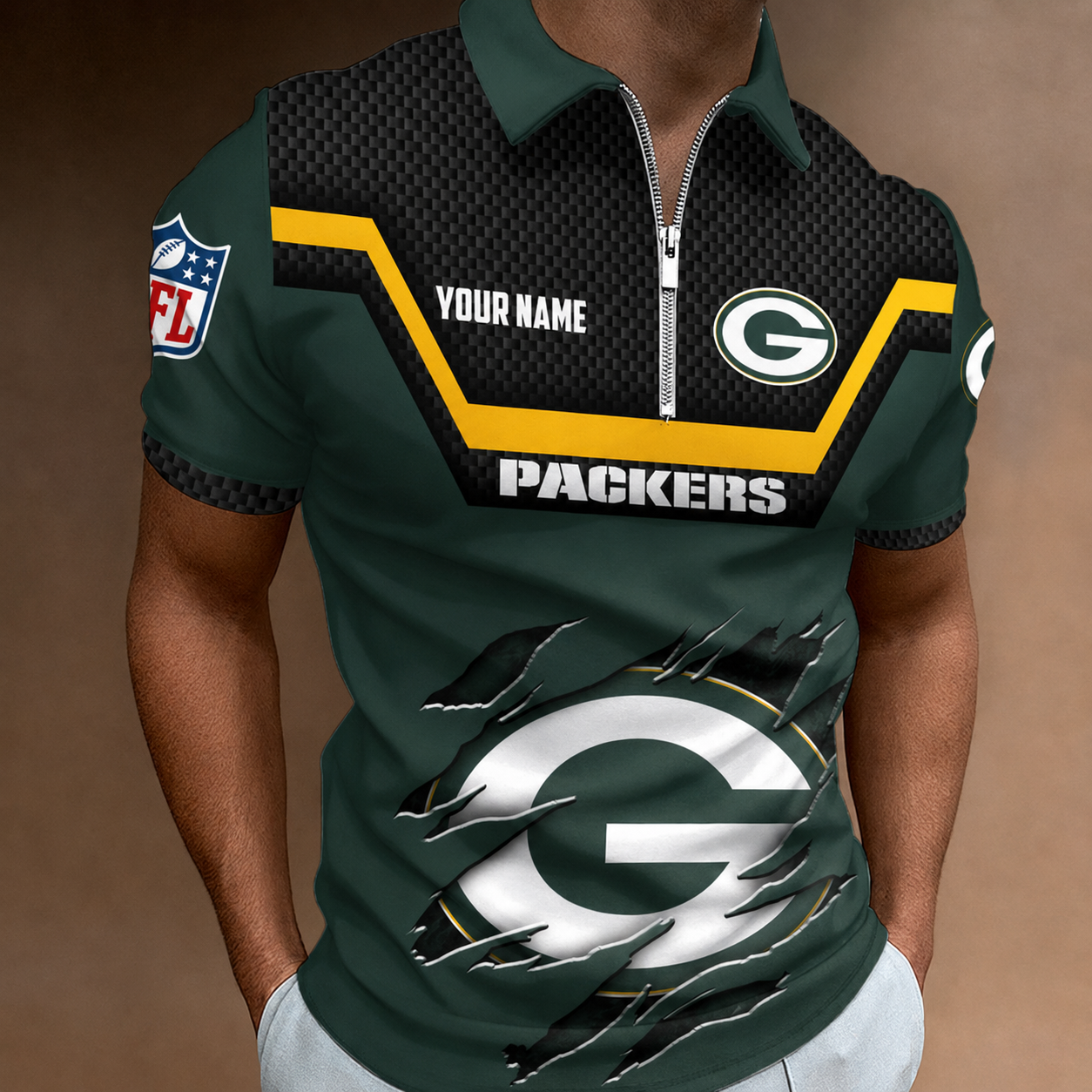 LIMITED EDITION - NEW CUSTOMIZED NFL08 GBP GREEN BAY PACKERS T-SHIRT, POLO SHIRT, ZIP POLO SHIRT, SWEATSHIRT, HOODIE & ZIP HOODIE