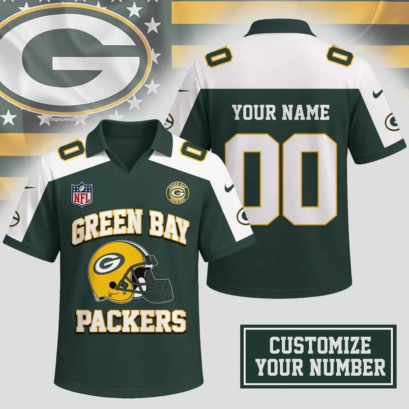 HOT DEAL - NEW CUSTOMIZED NFL08 GBP GREEN BAY PACKERS POLO SHIRT