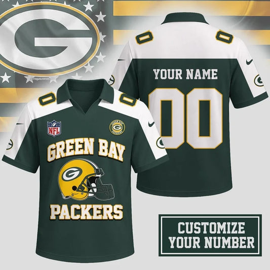 HOT DEAL - NEW CUSTOMIZED NFL08 GBP GREEN BAY PACKERS POLO SHIRT