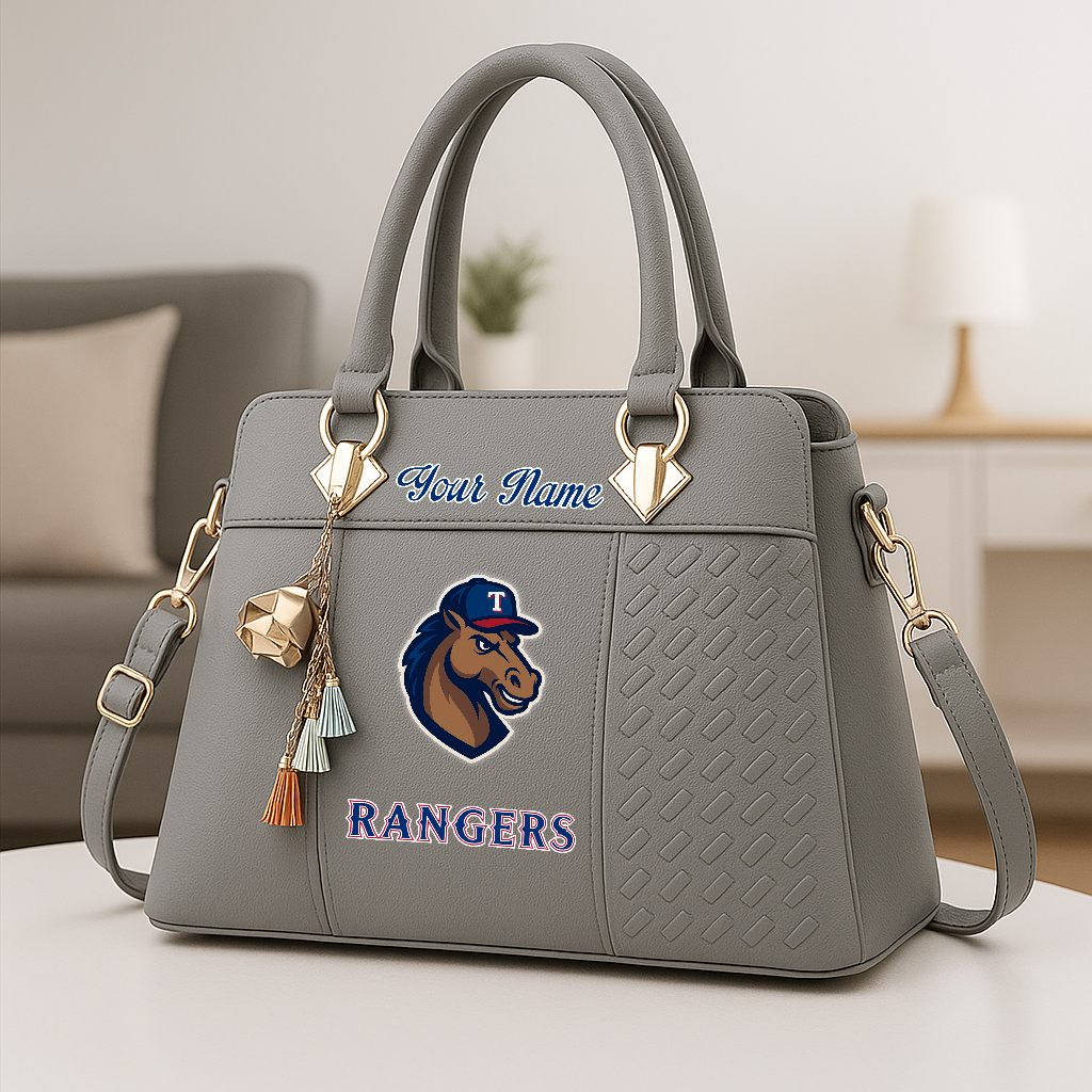 LIMITED EDITION - NEW CUSTOMIZED MLB08 TRS TX RANGERS ZIP HANDBAG MULTICOLOR