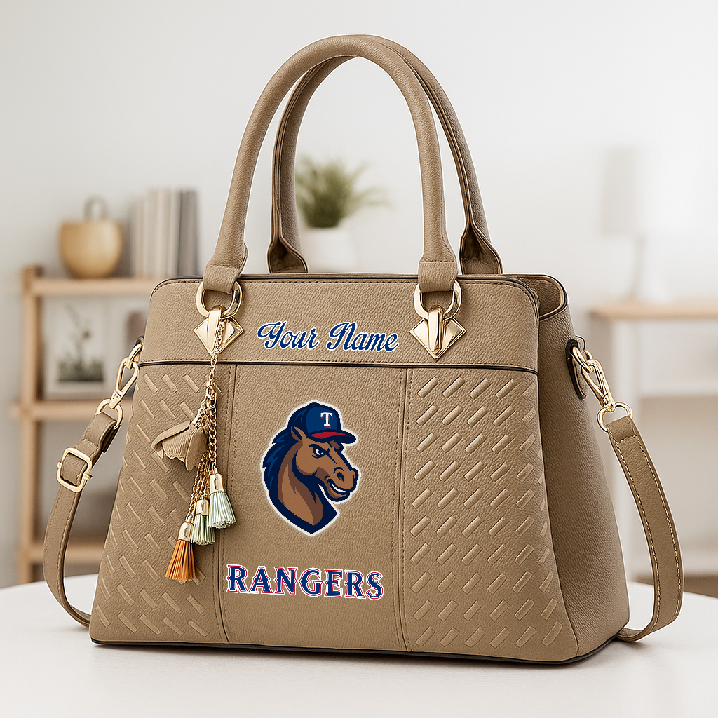 LIMITED EDITION - NEW CUSTOMIZED MLB08 TRS TX RANGERS ZIP HANDBAG MULTICOLOR