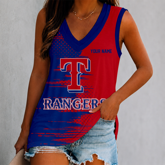 FINAL SALE - NEW CUSTOMIZED MLB08 TRS TEXAS RANGERS WOMEN'S V-NECK TANK TOP