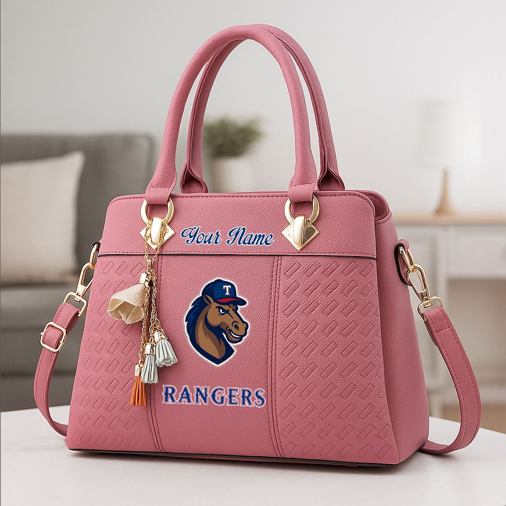 LIMITED EDITION - NEW CUSTOMIZED MLB08 TRS TX RANGERS ZIP HANDBAG MULTICOLOR